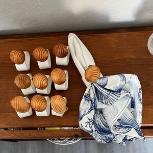 Audrey White Bone China Collectible Sea Shell Napkin Rings Taiwan NWT